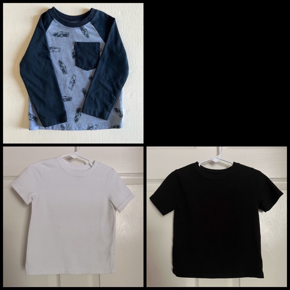Garanimals Blue Car Print Long Sleeve, Black & White Short Sleeves size 2T